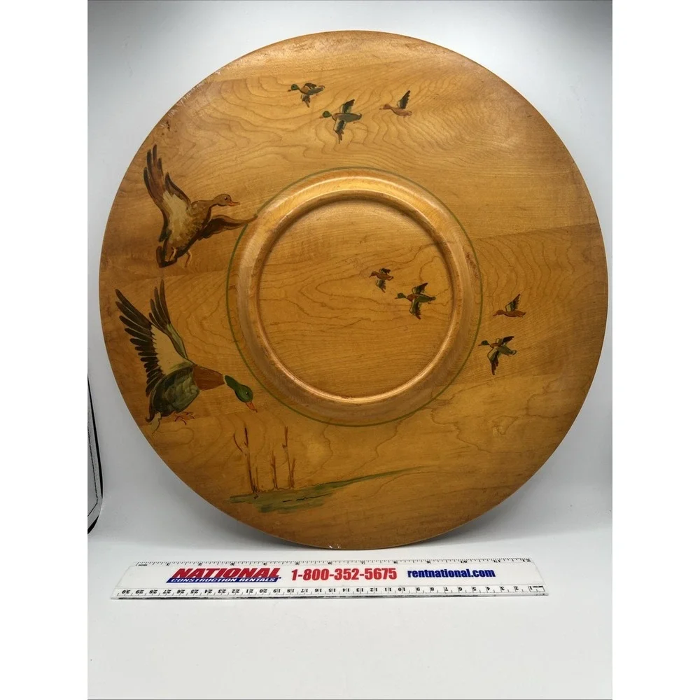 G.H.Specialty Milwaukee Maple Lazy Susan Flying Mallard Ducks 15.5